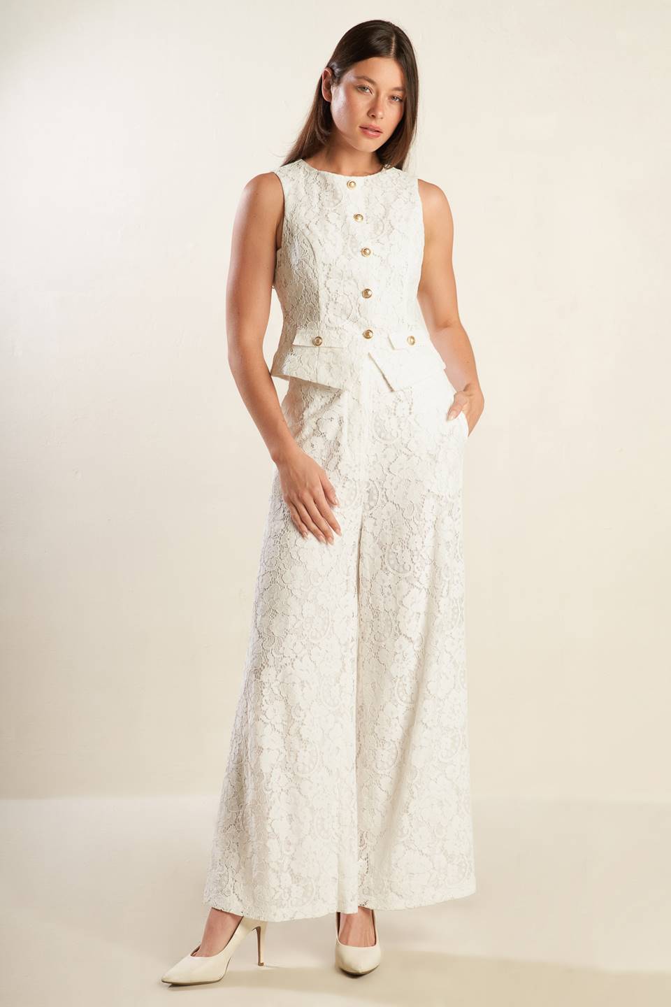 THINK LATER WOVEN LACE VEST Flying Tomato